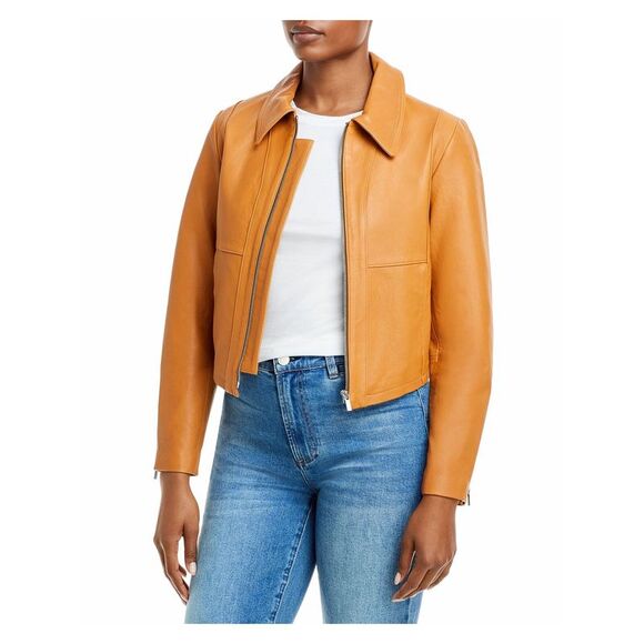 REBECCA TAYLOR Womens Beige Lined Buckle Detail Paneled Motorcycle Jacket 0 - Picture 1 of 3